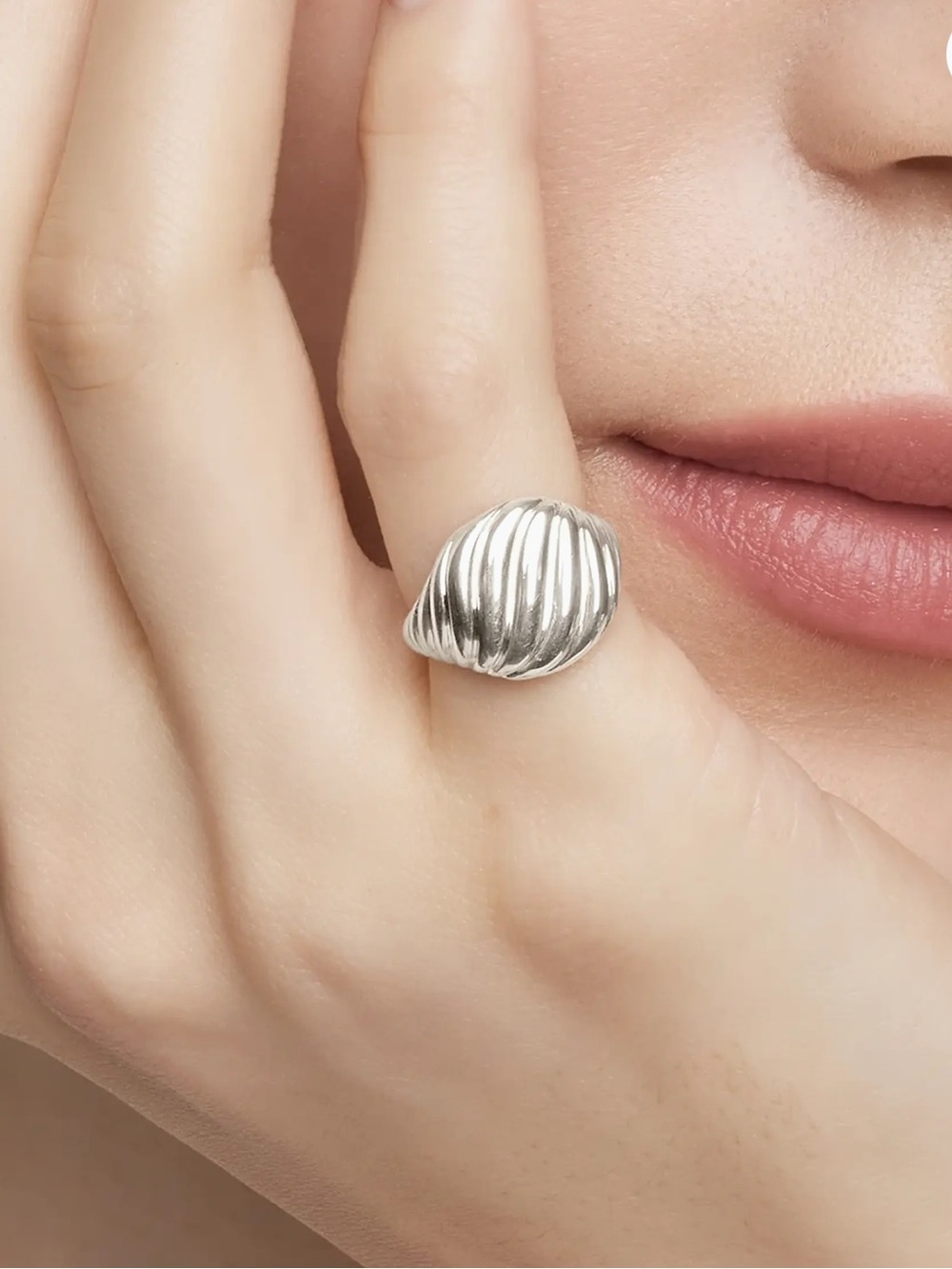 David Yurman Polished Ribbed Dome Ring - Silver